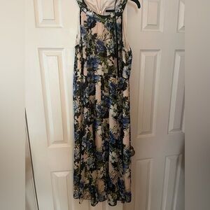 Floral flowy dress with black belt